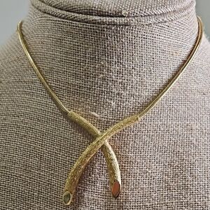 Crown Trifari X for Love Gold Tone Necklace